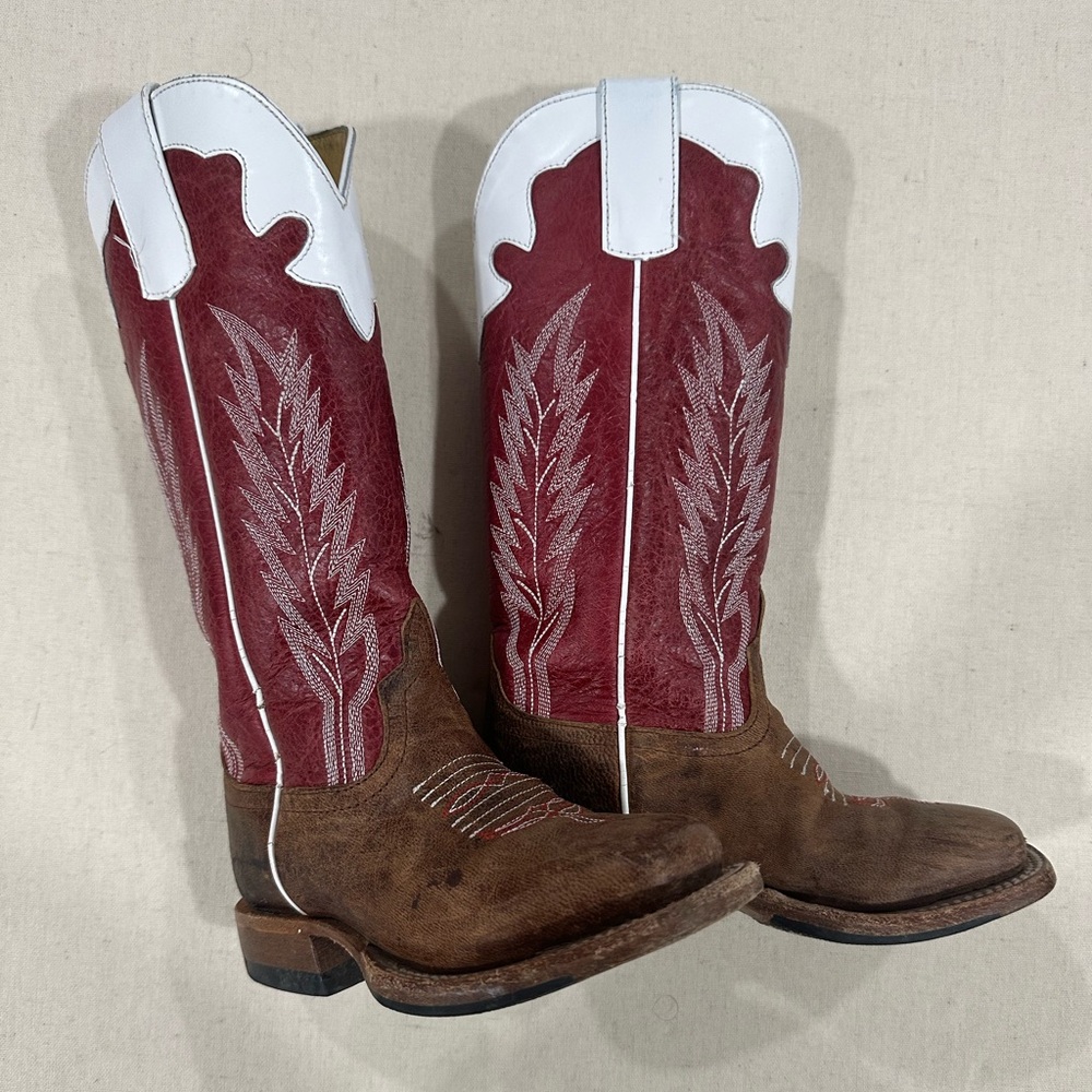 Kid's Western Cowboy Boots - Red and Brown